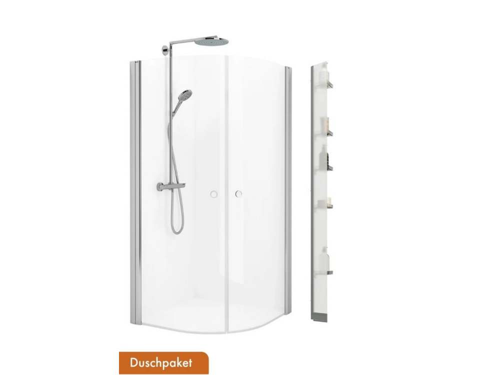 Spirit duschhörna rund + Tidy duschhylla